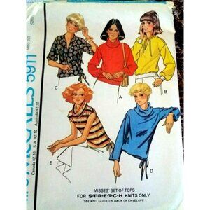 Vintage 70s McCalls 5911 Pullover Knit Top Size Small Sewing Pattern 1978 Cut